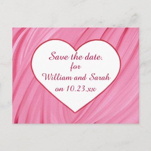 Carte Postale Faire-part Coeur blanc sur les mélanges rose rouge Enregistre (Devant)