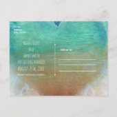Carte Postale Faire-part Cœur Bleu Océan Grunge Plage Tropicale (Dos)