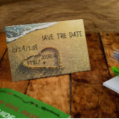 Carte Postale Faire-part Cœur dans le rivage de la plage