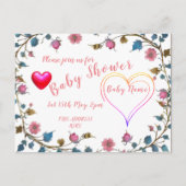 Carte Postale Faire-part Cœur de Baby Shower (Devant)