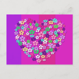 Carte Postale Faire-part Cœur de Fleurs Sauvegarder la Date