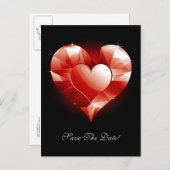 Carte Postale Faire-part Cœur de rubis rouge (Devant / Derrière)