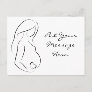 Carte Postale Faire-part Coeur de ventre de femme enceinte de profil