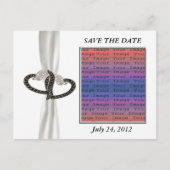 Carte Postale Faire-part Coeur Diamant Noir & Blanc Enregistrer La Date Car (Devant)