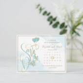 Carte Postale Faire-part Cœur d'Or 50e Anniversaire Save The Date (Debout devant)