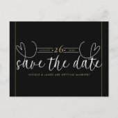 Carte Postale Faire-part Coeur moderne Noir Blanc Chic Enregistrer la date (Devant)