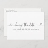 Carte Postale Faire-part Cœur noir et blanc Changez la date (Devant / Derrière)