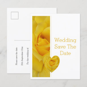 Carte Postale Faire-part Coeur rose jaune Design Mariage Enregistrer La Dat