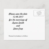 Carte Postale Faire-part Coeur turquoise avec ruban noir Enregistrer la dat (Dos)