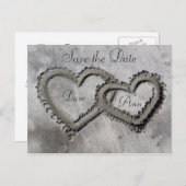 Carte Postale Faire-part Coeurs dans le sable (Devant / Derrière)