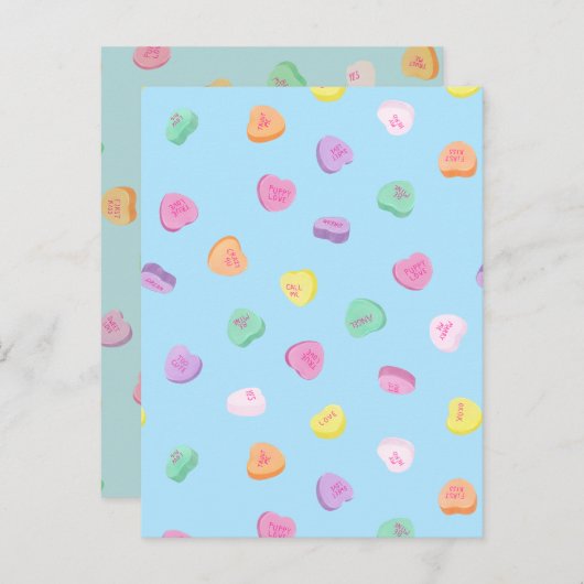 Carte Postale Faire-part Cœurs de bonbons de la Saint-Valentin (Devant / Derrière)