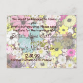 Carte Postale Faire-part Cœurs et Fleurs Sauvages Sauvegarder La Date (Dos)