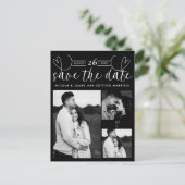 Carte Postale Faire-part Coeurs modernes Noir & Blanc Chic Enregistrer la d (Debout devant)