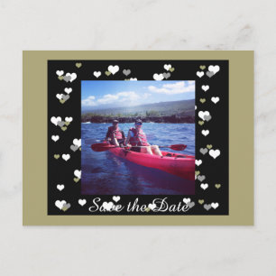 Carte Postale Faire-part Coeurs noir et or Enregistrer la date