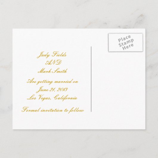 Carte Postale Faire-part Coeurs Personnalisés Ruban Citron Enregistrer La C (Dos)