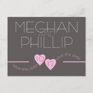 Carte Postale Faire-part Coeurs roses modernes sauvez la date