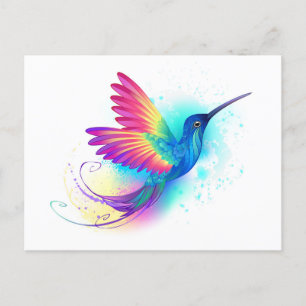Carte Postale Faire-part Colibri arc-en-ciel exotique