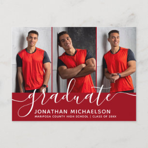 Carte Postale Faire-part Collage de photo de diplôme de script moderne