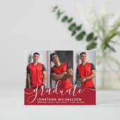 Carte Postale Faire-part Collage de photo de diplôme de script moderne (Debout devant)