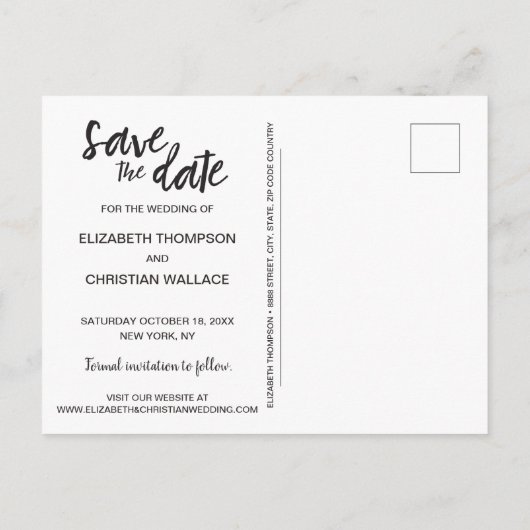 Carte Postale Faire-part Collage de photos de fiançailles Tableau noir (Dos)