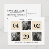 Carte Postale Faire-part Collage de photos de grille | Crème | RÉSERVEZ LA  (Devant / Derrière)