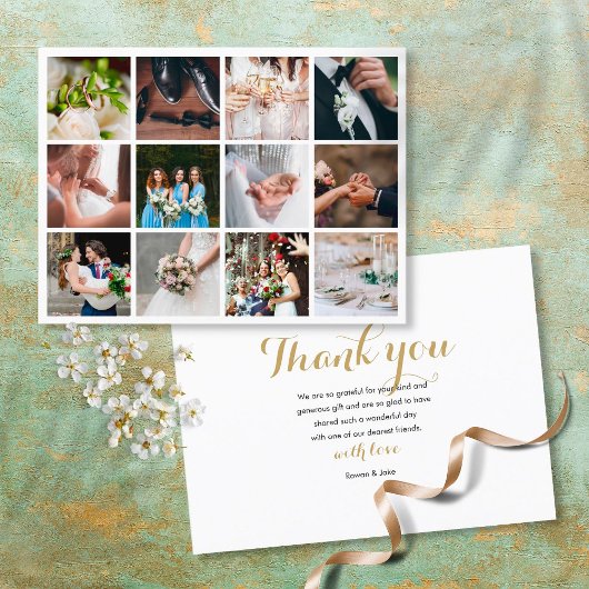 Carte Postale Faire-part Collage de photos de mariage moderne élégant remer