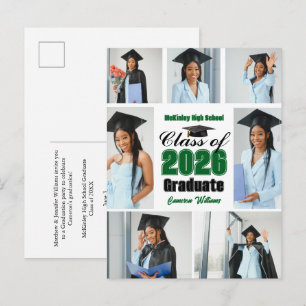 Carte Postale Faire-part Collage de photos de remise de diplômes de la prom