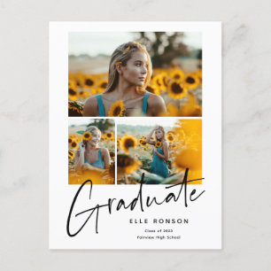 Carte Postale Faire-part Collage de photos de remise de diplômes en écritur