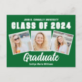 Carte Postale Faire-part Collage de photos de remise de diplômes vert blanc (Devant)