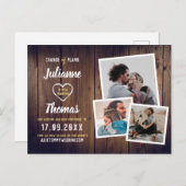 Carte Postale Faire-part Collage de photos en bois rustique Élégant Changem (Devant / Derrière)