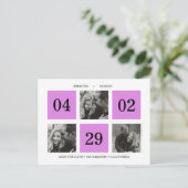 Carte Postale Faire-part Collage de photos en grille | Violet Néon | ENREGI (Debout devant)