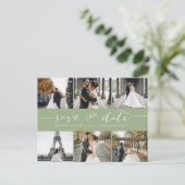 Carte Postale Faire-part Collage de photos moderne pour annoncer la date de (Debout devant)