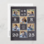 Carte Postale Faire-part Collage de photos rustique Tableau noir Unique Dip (Devant / Derrière)