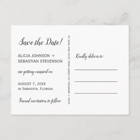 Carte Postale Faire-part Collage de photos typographie moderne enregistrer  (Dos)