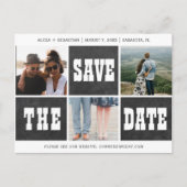 Carte Postale Faire-part Collage de photos typographie moderne enregistrer  (Devant)