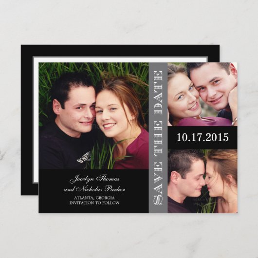 Carte Postale Faire-part Collage fiançailles Enregistrer La Date Annonce (Devant / Derrière)