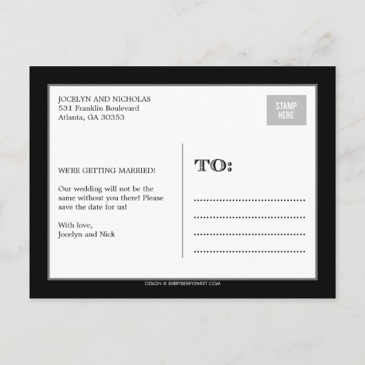 Carte Postale Faire-part Collage fiançailles Enregistrer La Date Annonce (Dos)