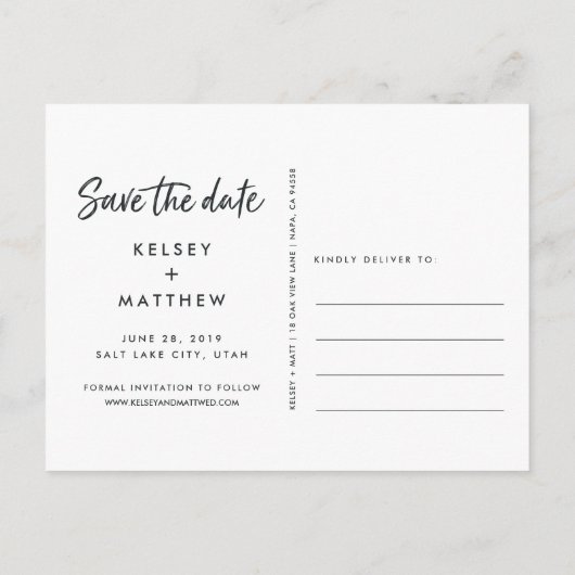 Carte Postale Faire-part Collage grille | Photo Enregistrer la date (Dos)