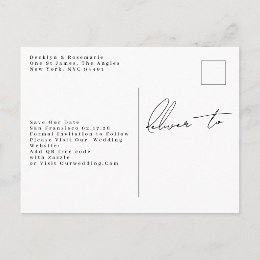 Carte Postale Faire-part Collage personnalisable multi-photo save the date (Dos)