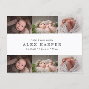 Carte Postale Faire-part Collage photo classique Naissance
