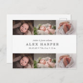 Carte Postale Faire-part Collage photo classique Naissance (Devant / Derrière)