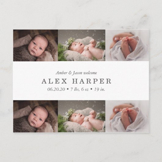 Carte Postale Faire-part Collage photo classique Naissance (Devant)