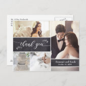 Carte Postale Faire-part Collage photo craie 4 Remerciement de mariage rust (Devant / Derrière)