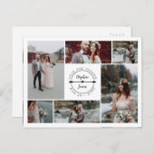 Carte Postale Faire-part Collage photo de l'Mariage noir blanc Merci (Devant / Derrière)