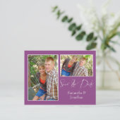 Carte Postale Faire-part Collage photo de prune moderne Enregistrer la date (Debout devant)