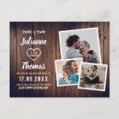 Carte Postale Faire-part Collage photo en bois rustique Élégant Changement (Devant)