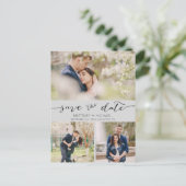 Carte Postale Faire-part Collage photo manuscrit Enregistrer la date Gris (Debout devant)