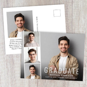 Carte Postale Faire-part Collage photo moderne de remise de diplômes