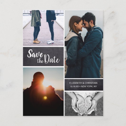 Carte Postale Faire-part Collage photo personnalisé et vertical pour annonc (Devant)