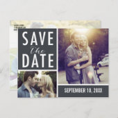 Carte Postale Faire-part Collage photo pour faire part de date moderne (Devant / Derrière)